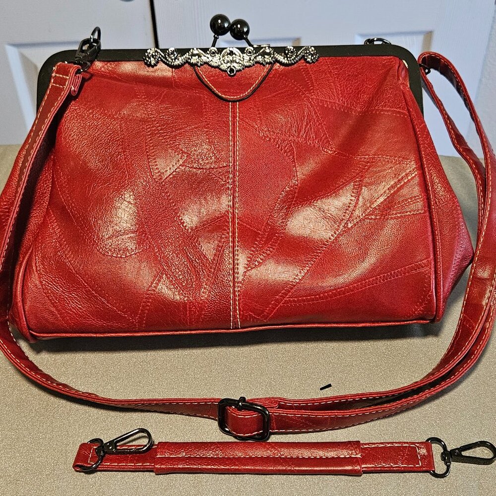 Chic Red Leather Shoulder Bag